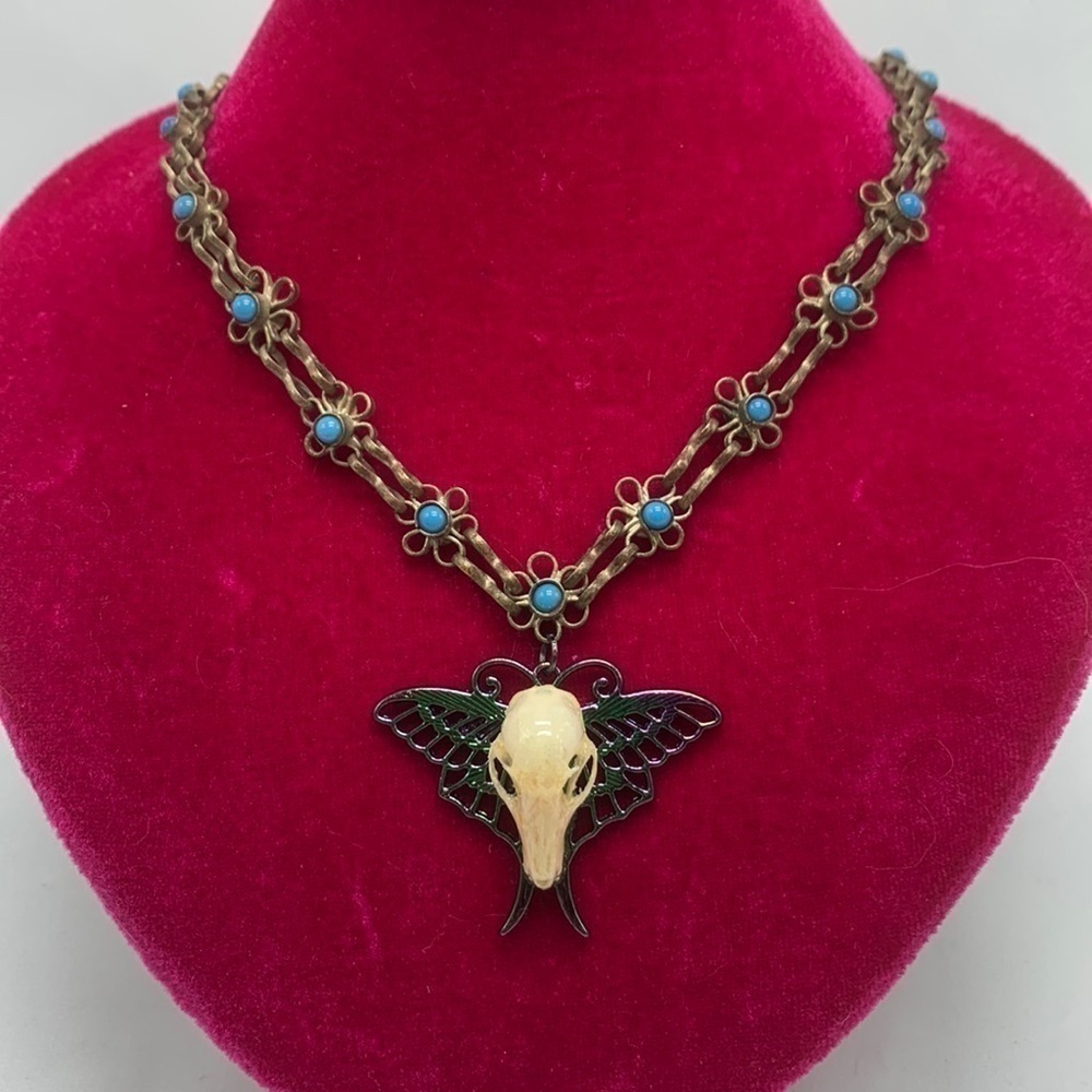 Silver Bat Skull Necklace
